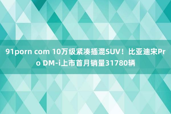 91porn com 10万级紧凑插混SUV！比亚迪宋Pro DM-i上市首月销量31780辆