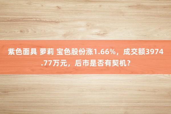 紫色面具 萝莉 宝色股份涨1.66%，成交额3974.77万元，后市是否有契机？